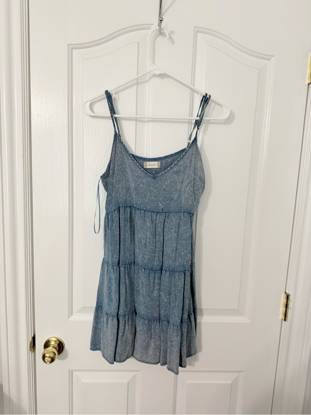 Altar ‘d State -Blue Tiered Spaghetti Strap Dress Top